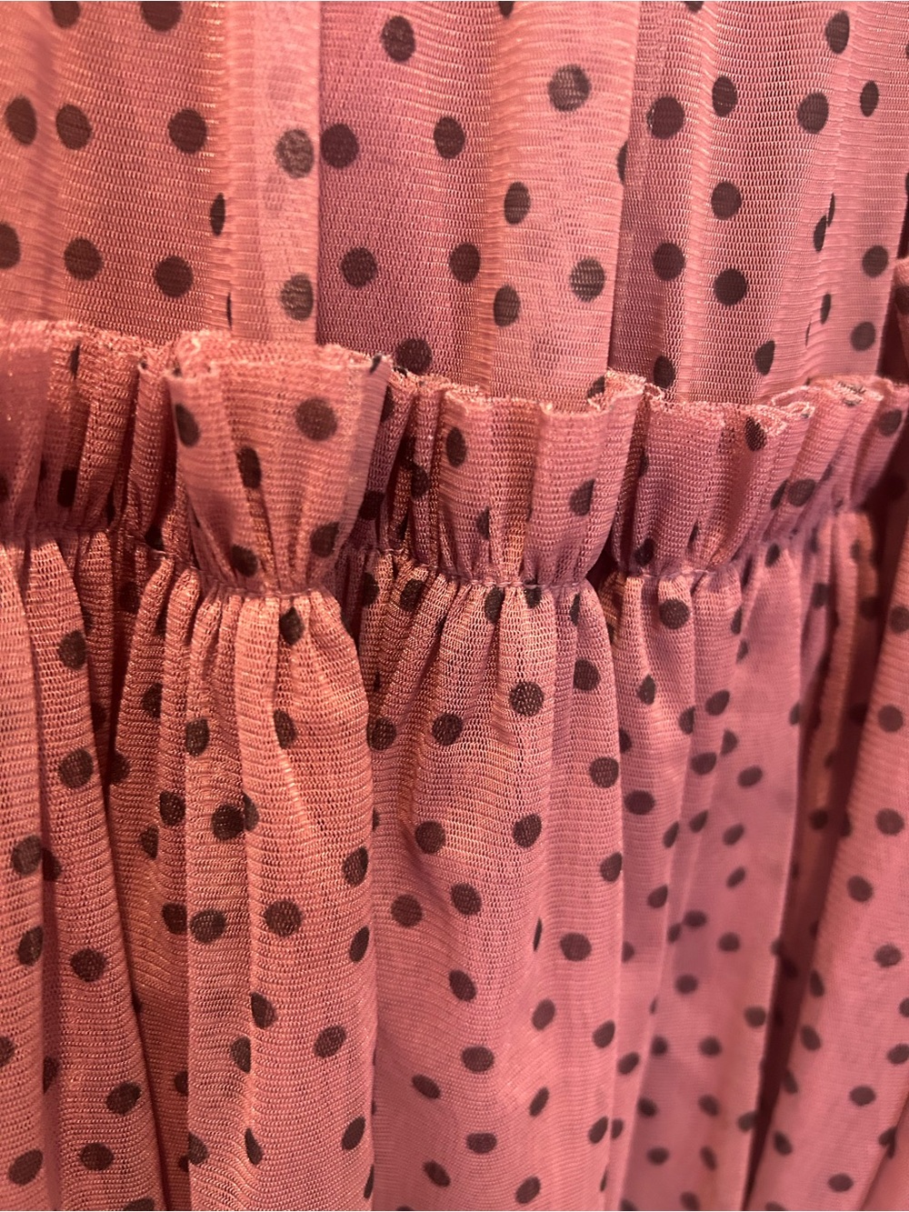 Anthropologie Pink Polka Dot Tiered Maxi Skirt - Picture 3 of 8